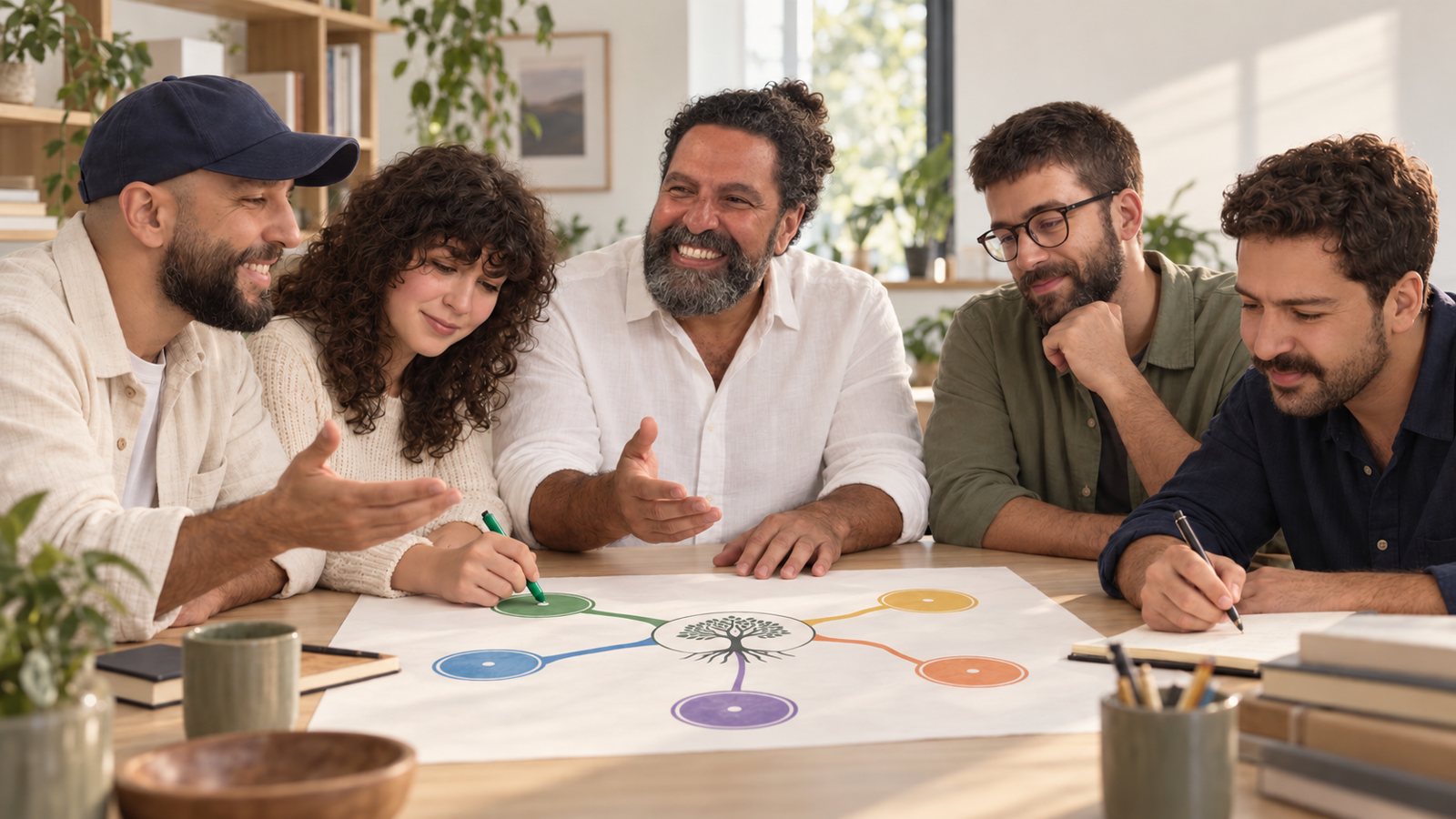 Ilustração de Jorginho à mesa com os filhos